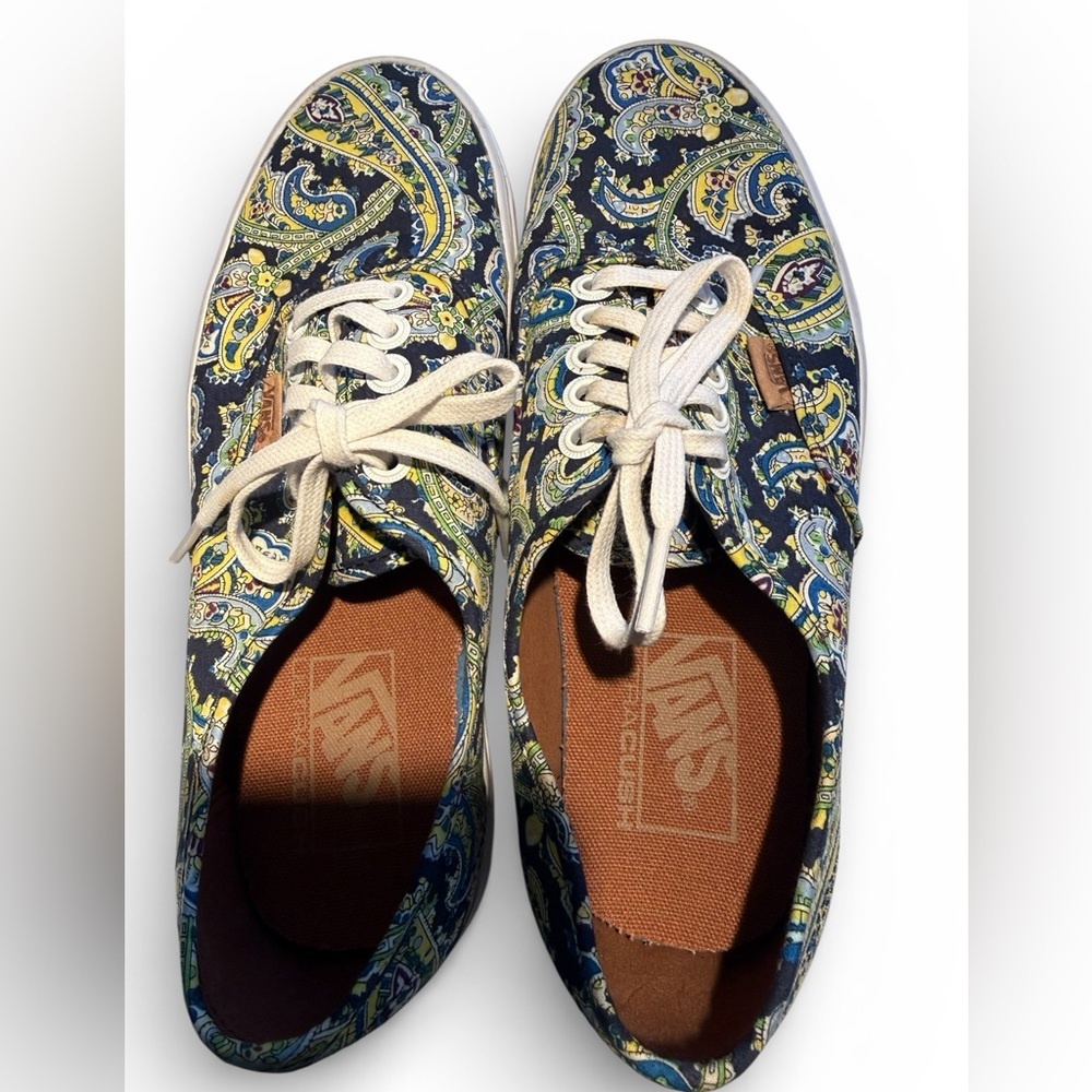Vans Authentic Paisley Blue and Yellow Sneakers Women Size 8